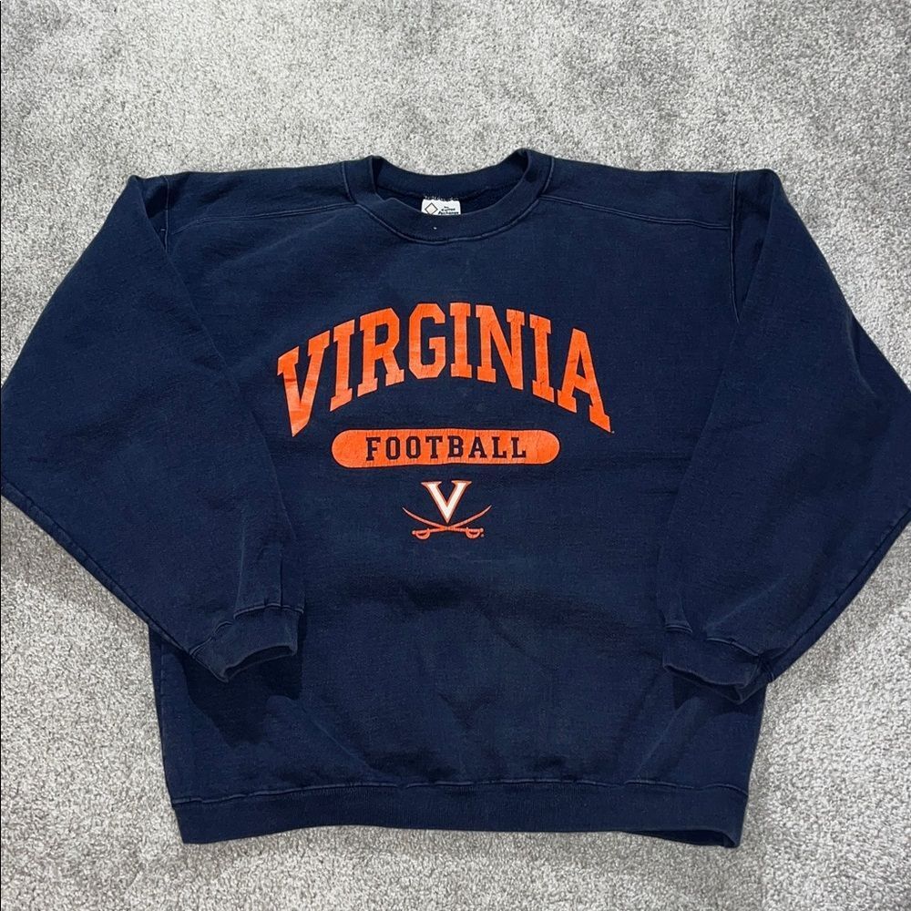 Vintage Blue UVA Virginia wahoos thick fleece men’s retro heavy sweatshirt L